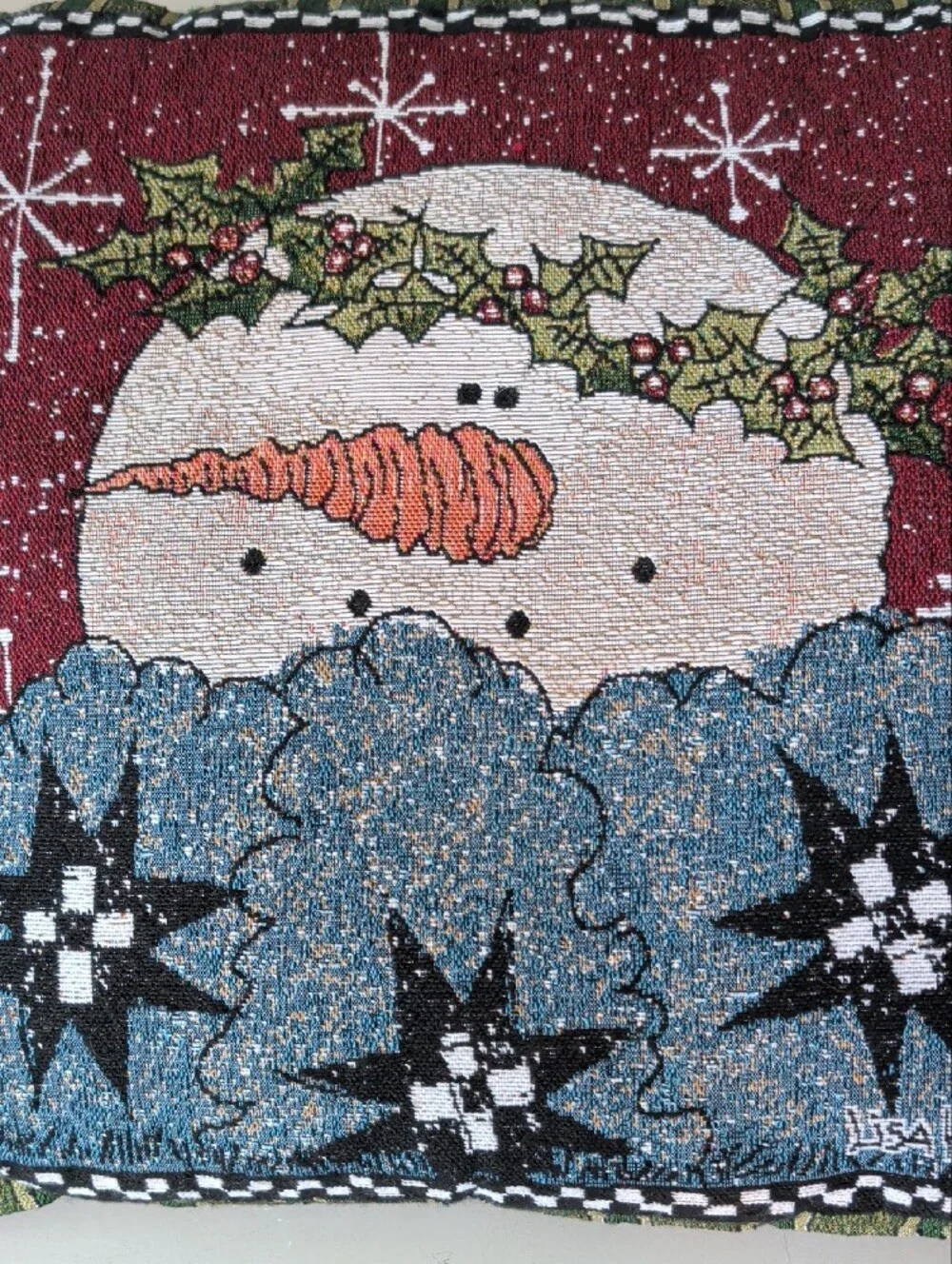 Lisa Hilliker Snowman Tapestry Holiday Pillow  Square 16
